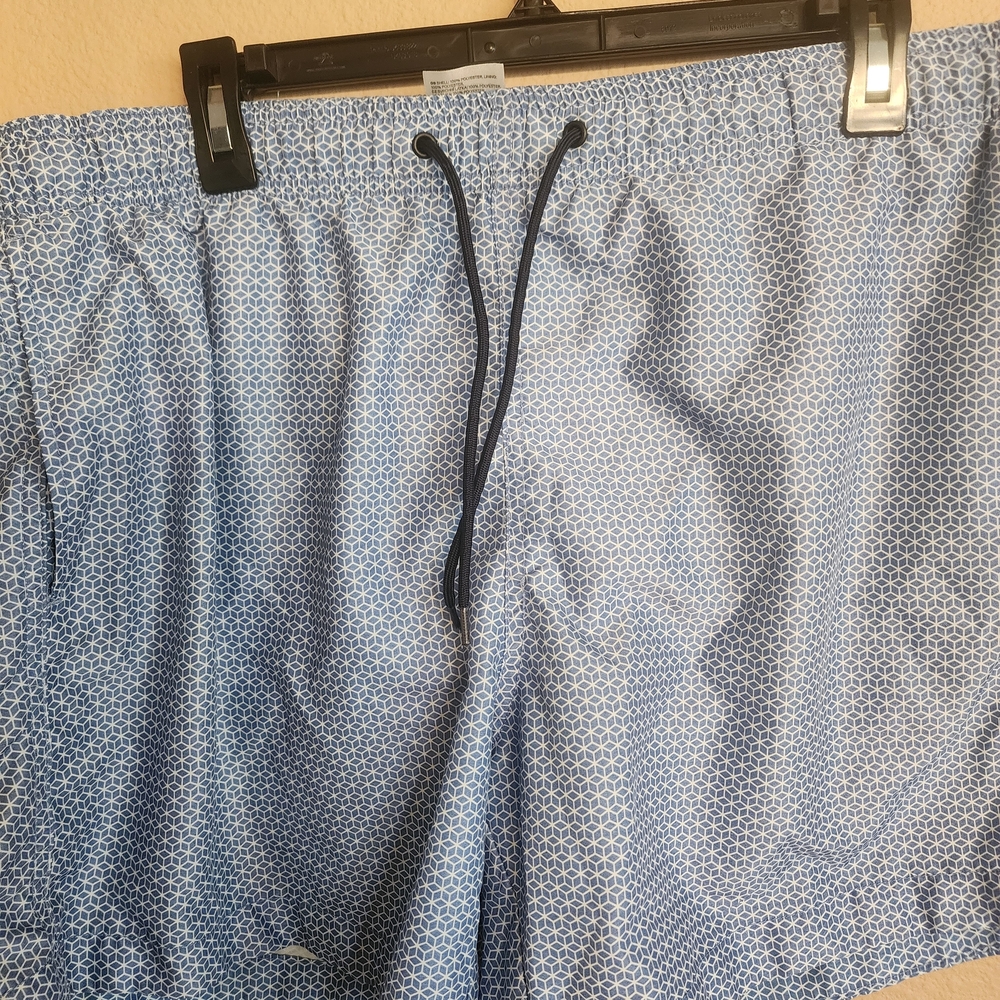 H&M Light Blue Geometric Swim Trunks